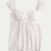 Leichtes Babydoll-Oberteil aus Satin mit Bindeband