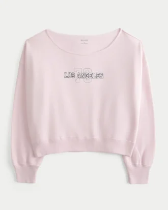 Leichtes Sweatshirt mit Schulterausschnitt und Los Angeles-Aufdruck