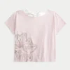 Leichtes T-Shirt mit Blumenmuster und Bindeband