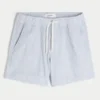 Linen-Blend-Seersucker-Shorts in mittlerer Länge