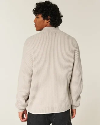 Locker geschnittener Pullover mit Grafikprint und Reißverschluss