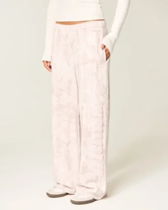Logo-Grafik Rosa Camouflage-Sweathose mit weitem Bein