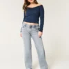 Low-Rise-Jeans in mittlerer Waschung mit entspanntem, geradem Schnitt