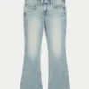 Low-Rise-Jeans mit mittlerer Waschung und gesticktem Schmetterling, Bootcut