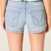 Low-Rise Light Wash Denim Shortie Shorts