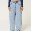 Low-Rise Light Wash Tapered Baggy Jeans