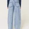 Low-Rise Light Wash Tapered Baggy Jeans