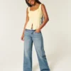 Low-Rise Medium Wash Los Angeles Graphic Baggy Jeans