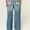 Low-Rise Medium Wash Los Angeles Graphic Baggy Jeans