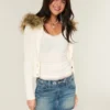Low-Rise-Minirock aus besticktem Denim