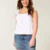 Low-Rise-Minirock aus besticktem Denim