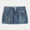 Low-Rise-Minirock aus besticktem Denim