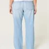 Low-Rise Ripped Light Wash Relaxed Straight Jeans