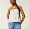 Low-Rise-Shorts aus mittelblauem Denim