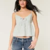 Low-Rise-Shorts aus mittelblauem Denim