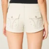 Low-Rise-Shorts aus Popeline mit floraler Rückentasche