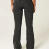 Low-Rise Washed Black Bootcut Jeans