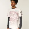 Lässiges T-Shirt mit gemischtem Grafikprint