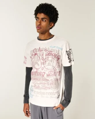 lssiges t shirt mit gemischtem grafikprint 1 330x413 - L&auml;ssiges T-Shirt mit gemischtem Grafikprint