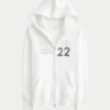 Malibu-Grafik-Hoodie mit Waffelfutter und Reißverschluss