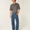 Medium Wash Star Graphic Skater Baggy Jeans