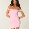 Mesh-Bodycon-Kleid mit schulterfreiem Ausschnitt