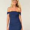 Mesh-Bodycon-Kleid mit schulterfreiem Ausschnitt