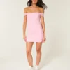 Mesh-Bodycon-Kleid mit schulterfreiem Ausschnitt
