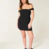 Mesh-Bodycon-Kleid mit schulterfreiem Ausschnitt