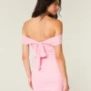 Mesh-Bodycon-Kleid mit schulterfreiem Ausschnitt
