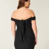Mesh-Bodycon-Kleid mit schulterfreiem Ausschnitt