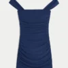 Mesh-Bodycon-Kleid mit schulterfreiem Ausschnitt