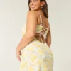 Midi-Kleid aus Leinenmischung mit offenem Rücken