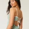 Midi-Kleid aus Leinenmischung mit offenem Rücken