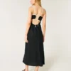Midi-Kleid aus Leinenmischung mit offenem Rücken
