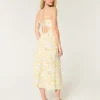 Midi-Kleid aus Leinenmischung mit offenem Rücken