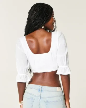Mini-Crop-Top mit Dreiviertelärmeln