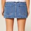 Mini-Jeansrock mit Stickerei in mittlerer Waschung