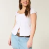 Mini-Skort aus Denim mit niedriger Leibhöhe und Eisenbahnstreifen