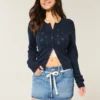 Mini-Skort aus Denim mit Spitzenbindung