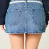 Mini-Skort aus Denim mit Spitzenbindung
