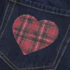 Mini-Skort aus dunkelblauem Denim mit Karomuster und Taschen