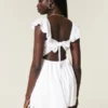 Minikleid mit Flatterärmeln und V-Taillenbund