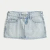 Minirock aus Denim mit niedriger Leibhöhe und heller Waschung