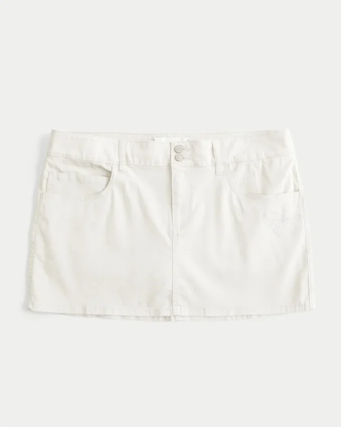 Minirock mit niedriger Taille aus glänzendem Butterfly-Twill