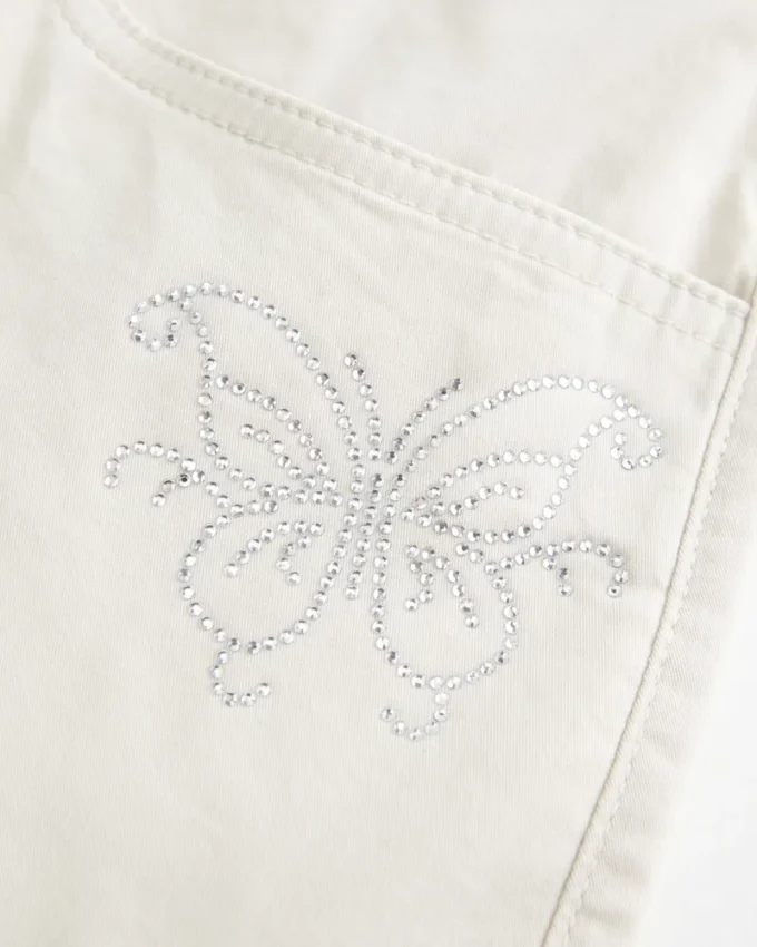 Minirock mit niedriger Taille aus glänzendem Butterfly-Twill