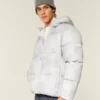 Mit Kunstfell gefütterte Daunenjacke mit Kapuze