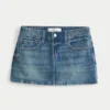 Mittlerer Waschgang Bestickter Denim-Minirock
