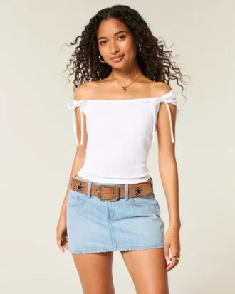 Off-Shoulder-Top mit gebundenen Ärmeln