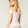 Off-Shoulder-Top mit gebundenen Ärmeln